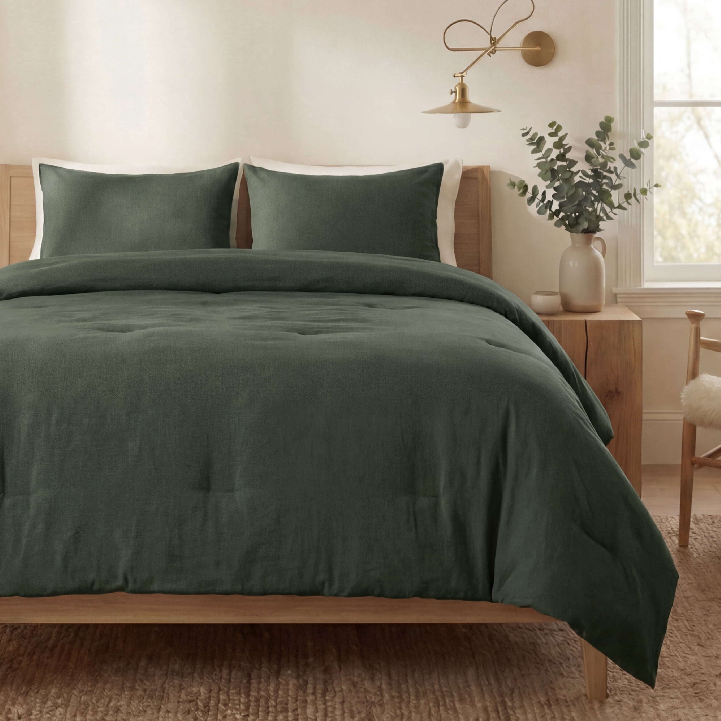 U by Bedsure 3 Pieces Queen Comforter Bedding Sets, Dark Green Bed Comforter Set for All Seasons, 1 Lightweight Prewashed Comforter and 2 Pillowcases