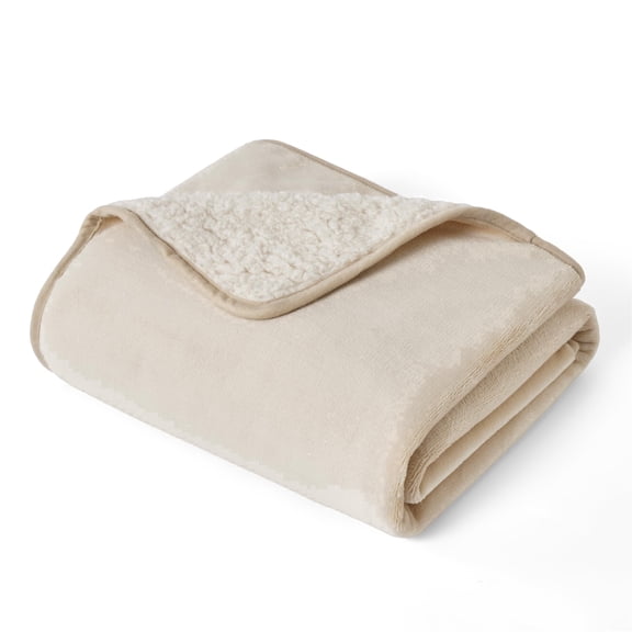 U By Bedsure Cat Blanket for Indoor Cats - Waterproof Calming Cat Blankets for Kitten, Sherpa Fleece Pet Blanket, Soft Plush Reversible Throw Furniture Protector, 35"x25", Cream