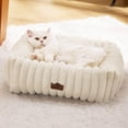 thumbnail image 1 of U By Bedsure Orthopedic Dog Bed for Small Dogs & Cats - Washable Furry Pet Beds, Rectangle Corduroy Fleece Puppy Bed with Removable Zipper Cover, 20 in, Cream, 1 of 10