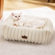 U By Bedsure Orthopedic Dog Bed for Small Dogs & Cats - Washable Furry Pet Beds, Rectangle Corduroy Fleece Puppy Bed wit