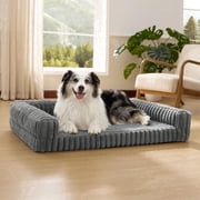 U By Bedsure Comfy Fleece Orthopedic Extra Large Dog Bed, Waterproof Egg-Crate Foam Pet Couch Sofa with Sides, Non-Slip Base, Washable Corduroy Cover, Gray deal from Walmart