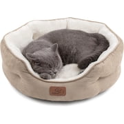 U By Bedsure Dog Beds for Small Dogs - Round Cat Beds for Indoor Cats, Washable Pet Bed for Puppy and Kitten with Slip-Resistant Bottom, 20 Inches, Camel