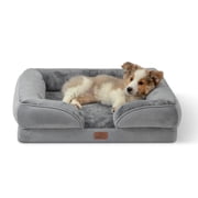 U By Bedsure Orthopedic Dog Bed for Medium Size Dogs - Washable Pet Bed Waterproof, Comfort Cats Couch Sofa with Nonskid Bottom, Gray, 28"