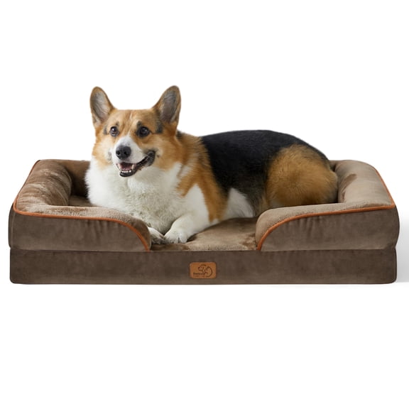 U By Bedsure Orthopedic Dog Bed for Large Sized Dog - Washable Large Dog Bed Waterproof, Comfort Dogs Couch Sofa with Washable Removable Cover, Nonskid Bottom, Brown, 35"