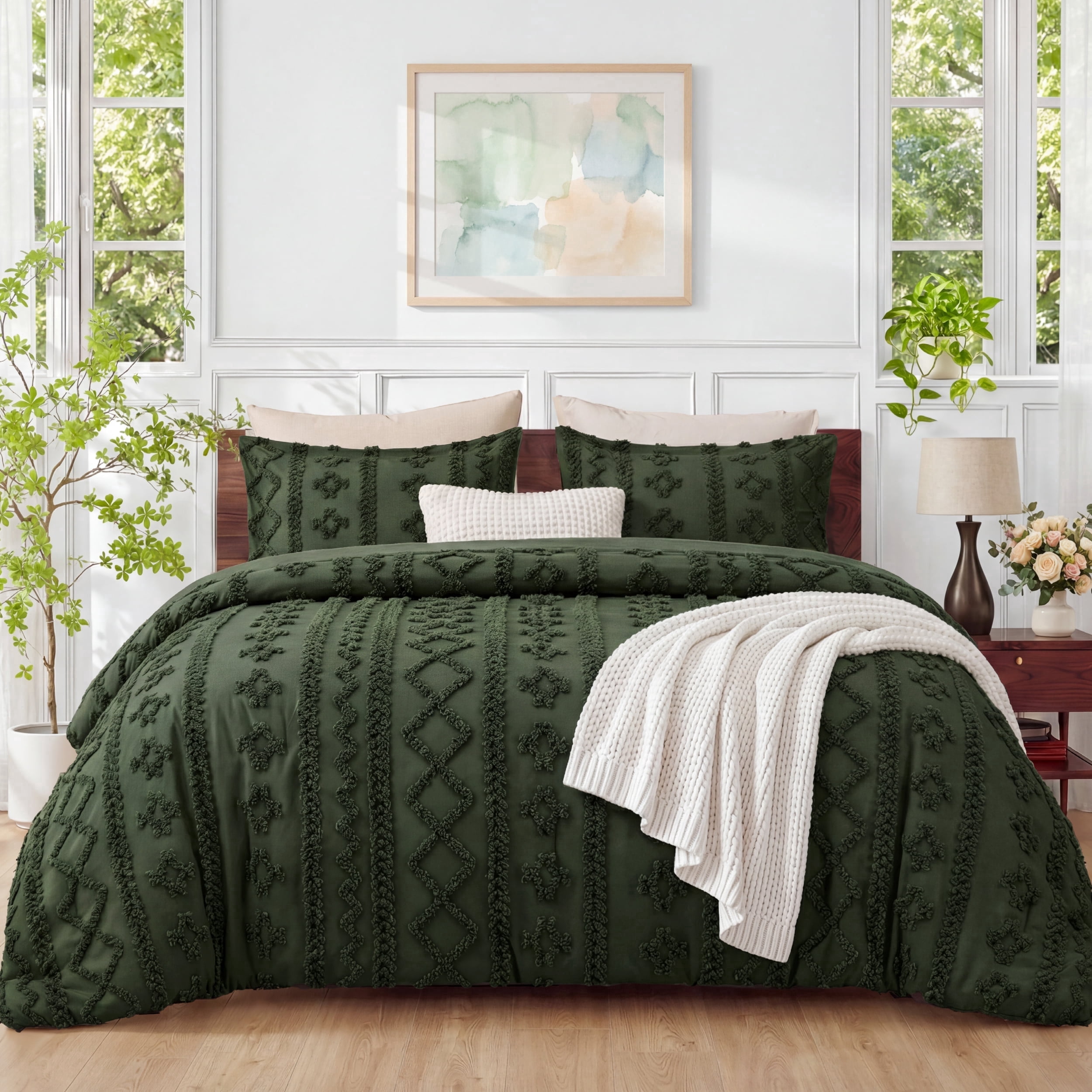 U by Bedsure King Tufted Boho Comforter Set, 3 Pieces Farmhouse Shabby ...