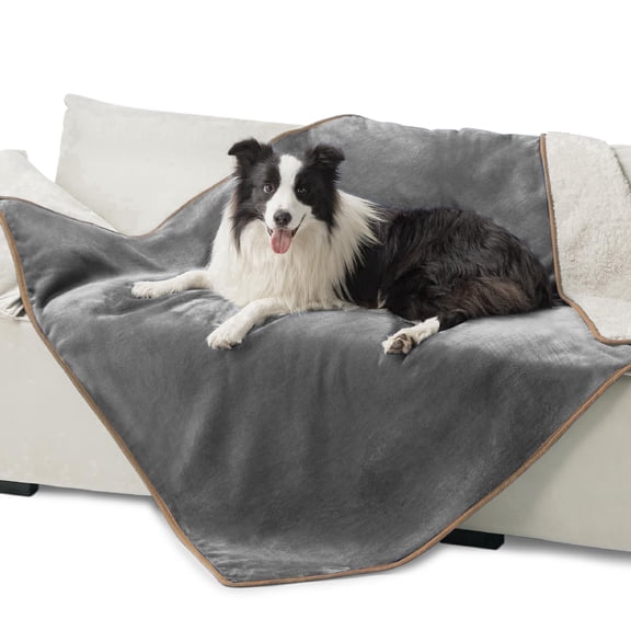 U By Bedsure Waterproof Dog Blankets for Extra Large Dogs - XL Cat Blanket Washable for Couch Protection, Sherpa Fleece Puppy Blanket, Soft Plush Reversible Throw Furniture Protector, 50x60, Grey