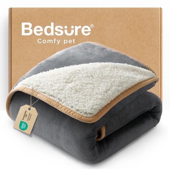 U By Bedsure Waterproof Dog Blankets for Small Dogs - Small Cat Blanket Washable for Couch Protection, Sherpa Fleece Puppy Blanket, Soft Plush Reversible Throw Furniture Protector, 25"X35", Grey