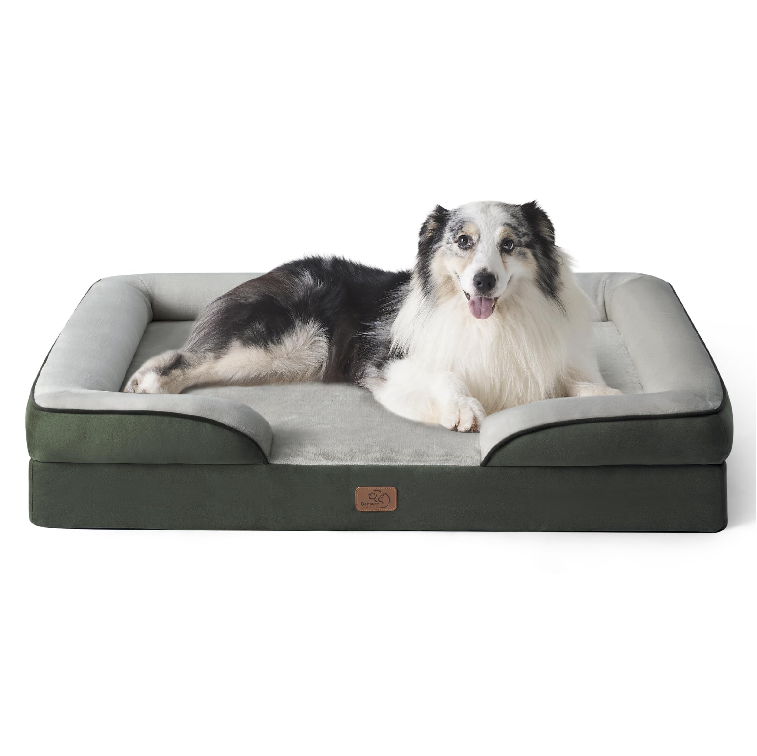 U By Bedsure Orthopedic Dog Bed for Extra Large Dogs, Waterproof Sofa Couch with Washable Removable Cover & Non-Slip Bottom, Boreal Canopy Green, 42"