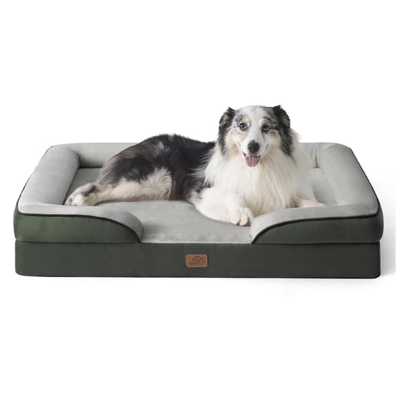U By Bedsure Orthopedic Dog Bed for Extra Large Dogs, Waterproof Sofa Couch with Washable Removable Cover & Non-Slip Bottom, Boreal Canopy Green, 42"