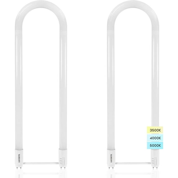 U Bend LED Tube Light, T8 T12, 17.5W (32W Equivalent), 3 Colors 3500K | 4000K | 5000K, 2100 Lumens, Fluorescent Light Tube Replacement, Direct or Ballast Bypass, UL Certified, G13 Base, 2-Pack