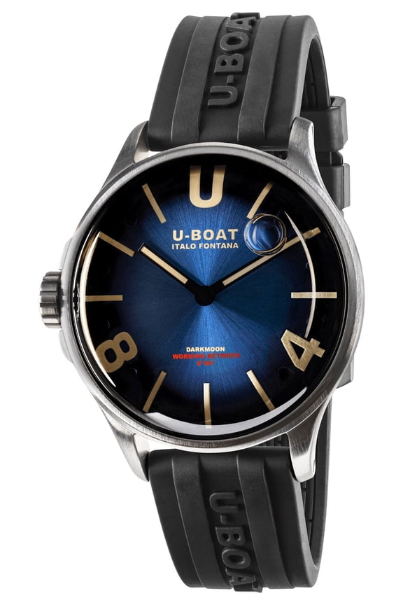 Darkmoon Stainless Steel Blue Dial Black Rubber Strap Quartz Mens Watch 9021