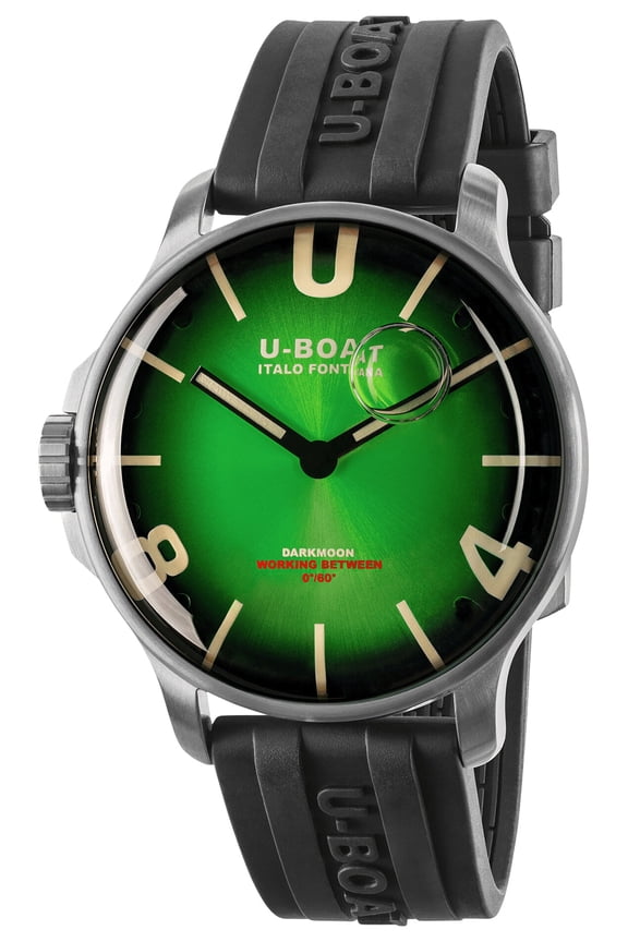 Darkmoon Stainless Steel Green Dial Black Rubber Strap Quartz Mens Watch 8702