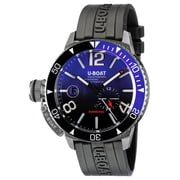U-Boat Sommerso Automatic Stainless Steel Blue and Black Dial Black Rubber Strap Date Divers Mens Watch 9519
