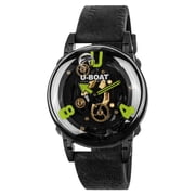 U-Boat U-65 "Green" Black PVD Black Skeleton Dial Black Silicone Strap Quartz Mens Watch 3351