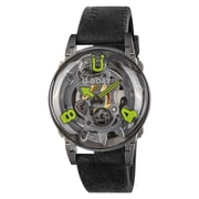 U-Boat U-65 "Green" Stainless Steel Gray Skeleton Dial Black Silicone Strap Quartz Mens Watch 3350
