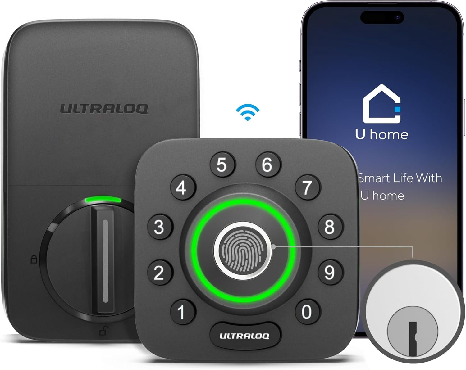 U-Bolt Pro WiFi Smart Lock with Door Sensor, 8-in-1 Keyless Entry Fingerprint ID, App Remote Control, Built-in Keypad Deadbolt, Auto Unlock, IP65 Waterproof, Easy Install