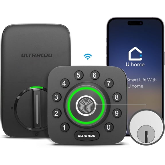 U-Bolt Pro WiFi Smart Lock with Door Sensor, 8-in-1 Keyless Entry Fingerprint ID, App Remote Control, Built-in Keypad Deadbolt, Auto Unlock, IP65 Waterproof, Easy Install