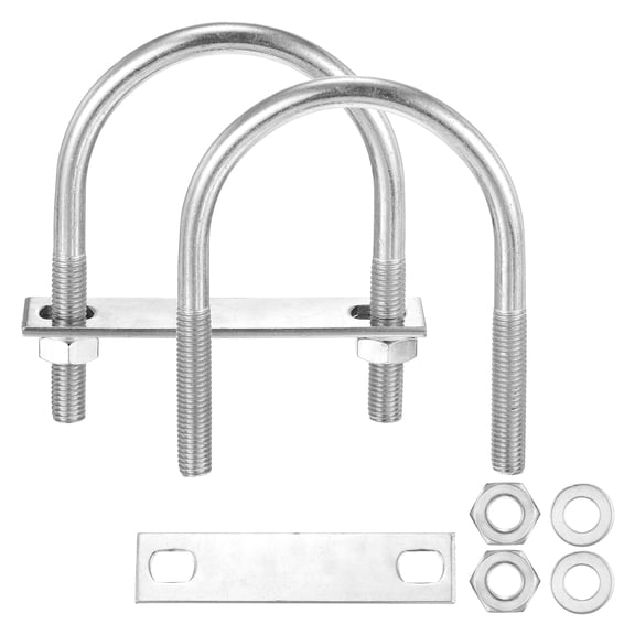 U Bolts 4 Sets (3/8"(M10)x2.99"x4.33"), Round U Bolt Kits 304 Stainless Steel with Accessories - for Construction, Pipe, Trailer, Automotive, Leaf Spring Fastener