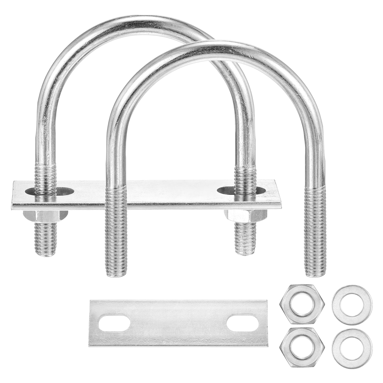 U Bolts 4 Sets (5/16"(M8)x2.36"x3.42"), Round U Bolt Kits 304 Stainless Steel with Accessories - for Construction, Pipe, Trailer, Automotive, Leaf Spring Fastener