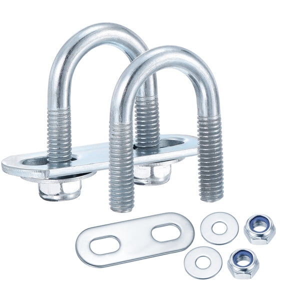 U Bolts 4Set (M6x16x36mm), Round U Bolt Kits DN10 Carbon Steel with Nylon Lock Nut Washers Plates - for Construction, Pipe, Trailer, Automotive, Leaf Spring Fastener