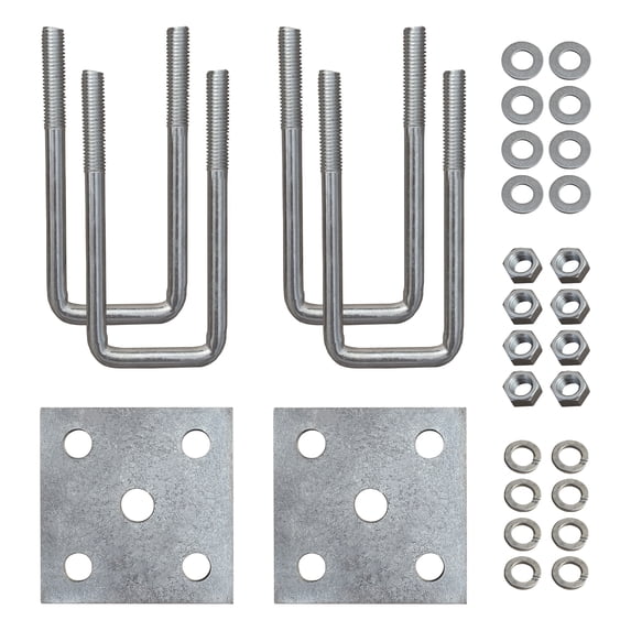 U Bolts & Plate Kit for Boat Trailer Axle Leaf Springs Galvanized Zinc, 2 1/8"W x 6 5/16"L