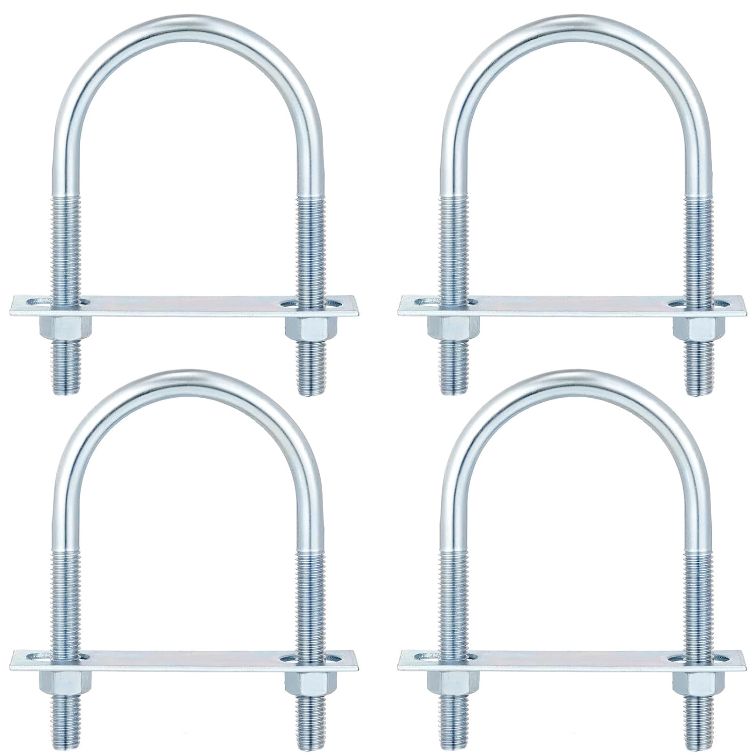 U Bolts Zinc Plated Carbon Steel with U Bolt Plates and Nuts for Fastening Products (4 Sets,1/2 x 3-1/2 x 6 Inch)