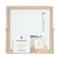 U Brands 12 x 12 in. Magnetic Desktop Dry Erase Easel Whiteboard, Wood Style Frame, with Marker