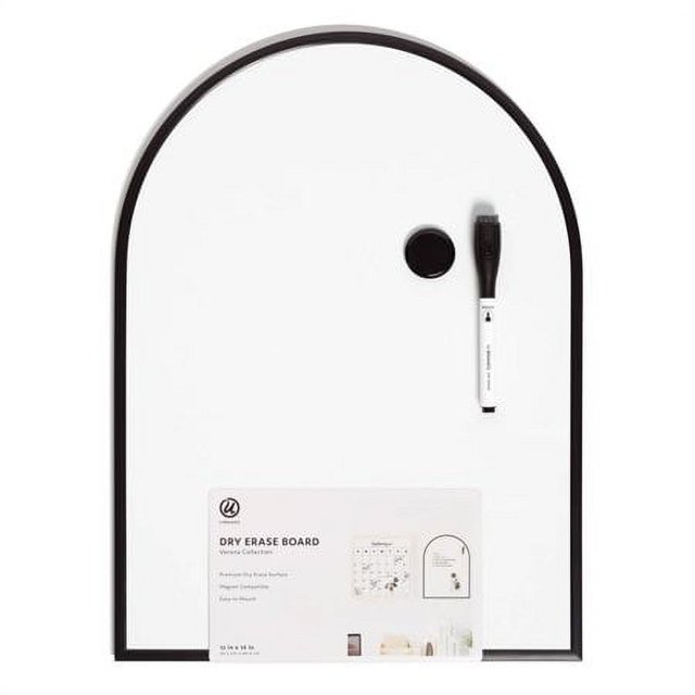 U Brands 12 x16 Metal Frame Arch Dry Erase Board Black