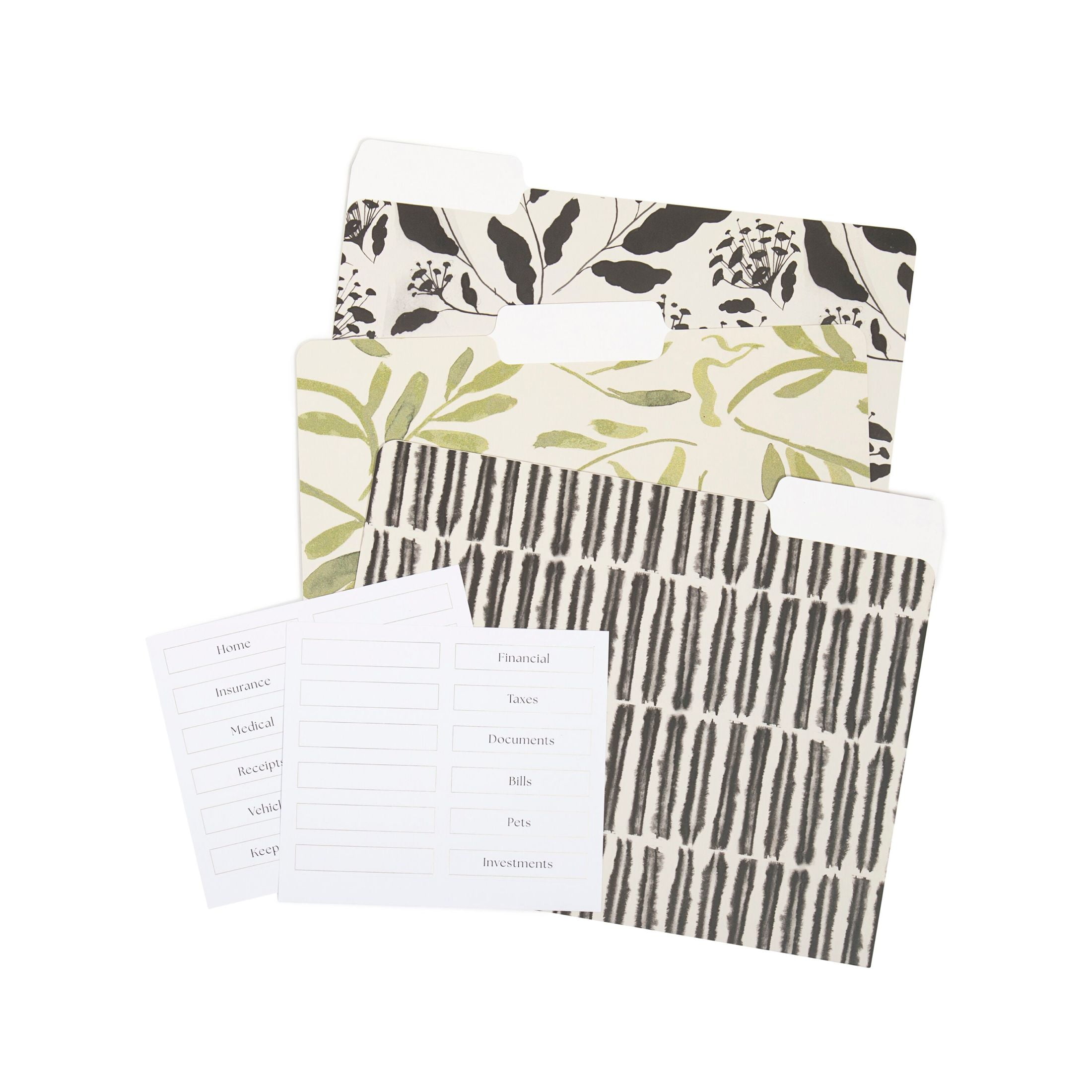 U Brands Fashion File Folders, Set of 12, Refined Roots, 1/3-Cut Tabs, Letter Size