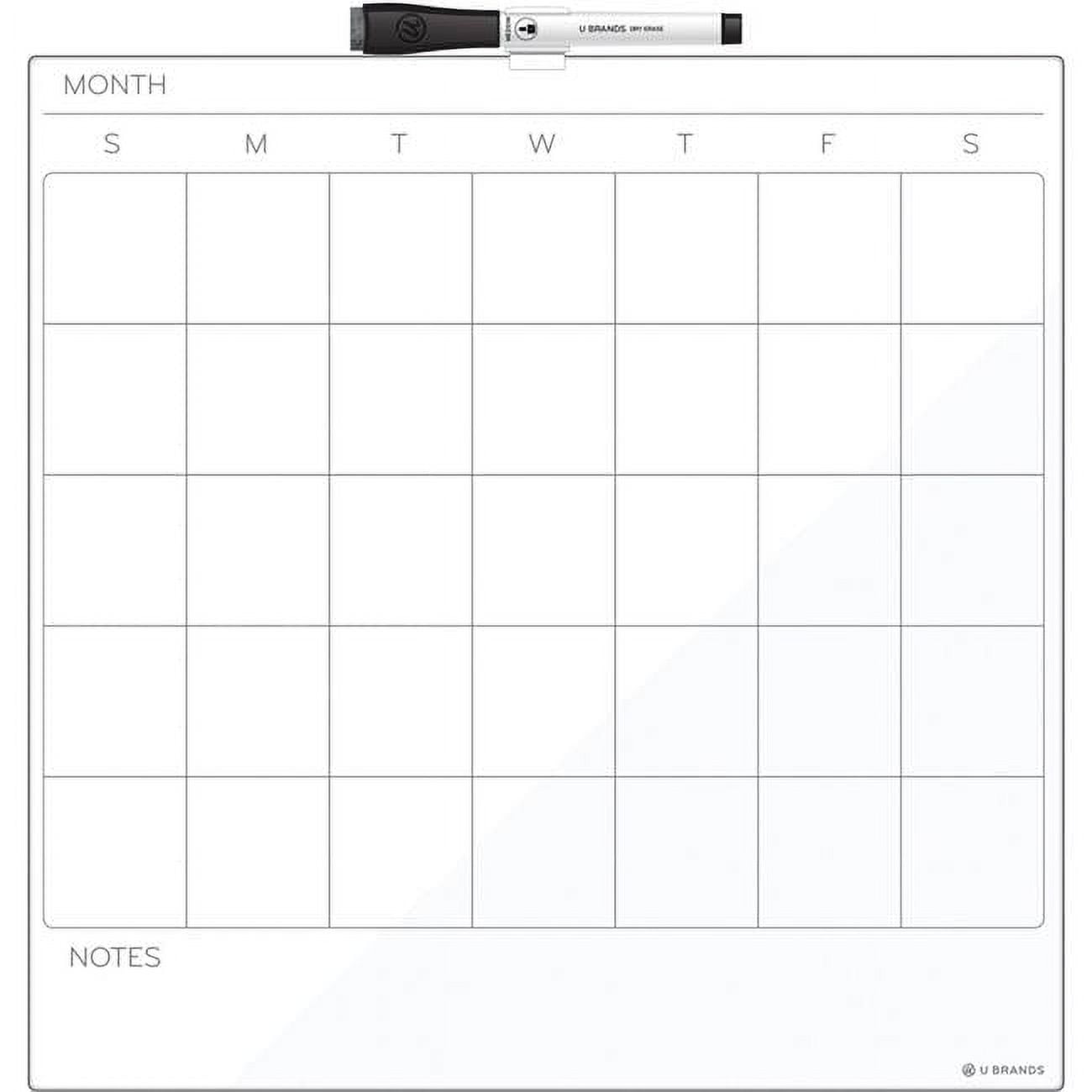 U Brands Magnetic Whiteboard Planner, 76x51 cm, White Wood Style Frame