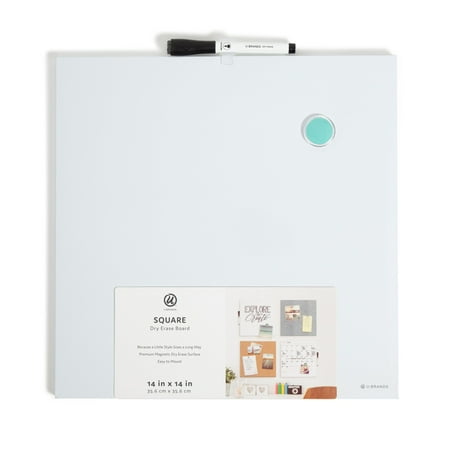 U Brands 14 x 14 Inch Frameless Magnetic Dry Erase Whiteboard Tile