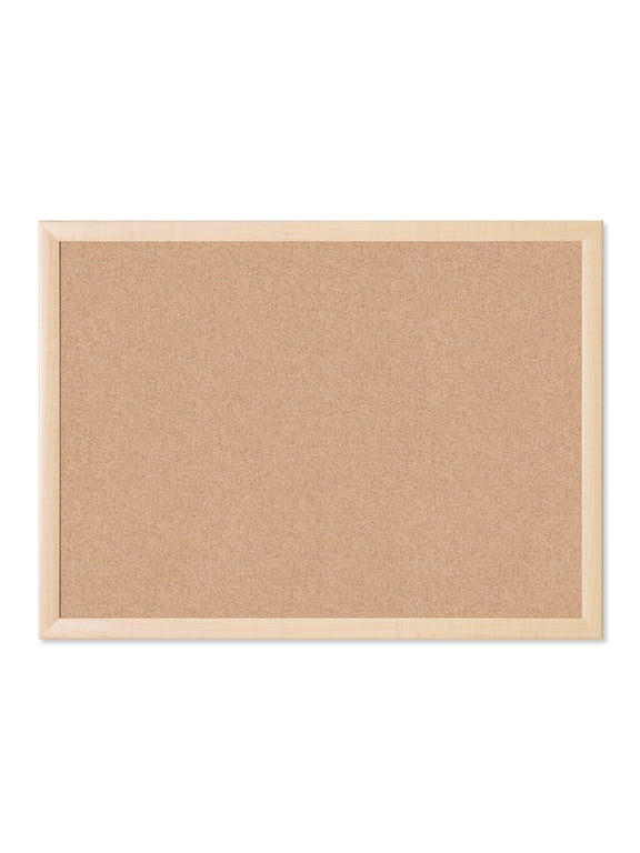 U Brands Cork Bulletin Board with Natural Maple Wood-Style Frame, 17 x 23 inch