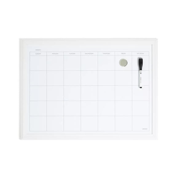 U Brands 17"x23" Thin Dcor Frame Dry Erase Calendar White