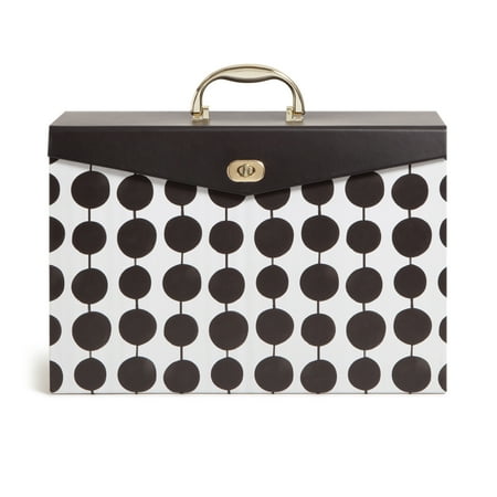 U Brands 19 Pocket Expandable File Folder, Letter, Black|White|Gold, 4114U