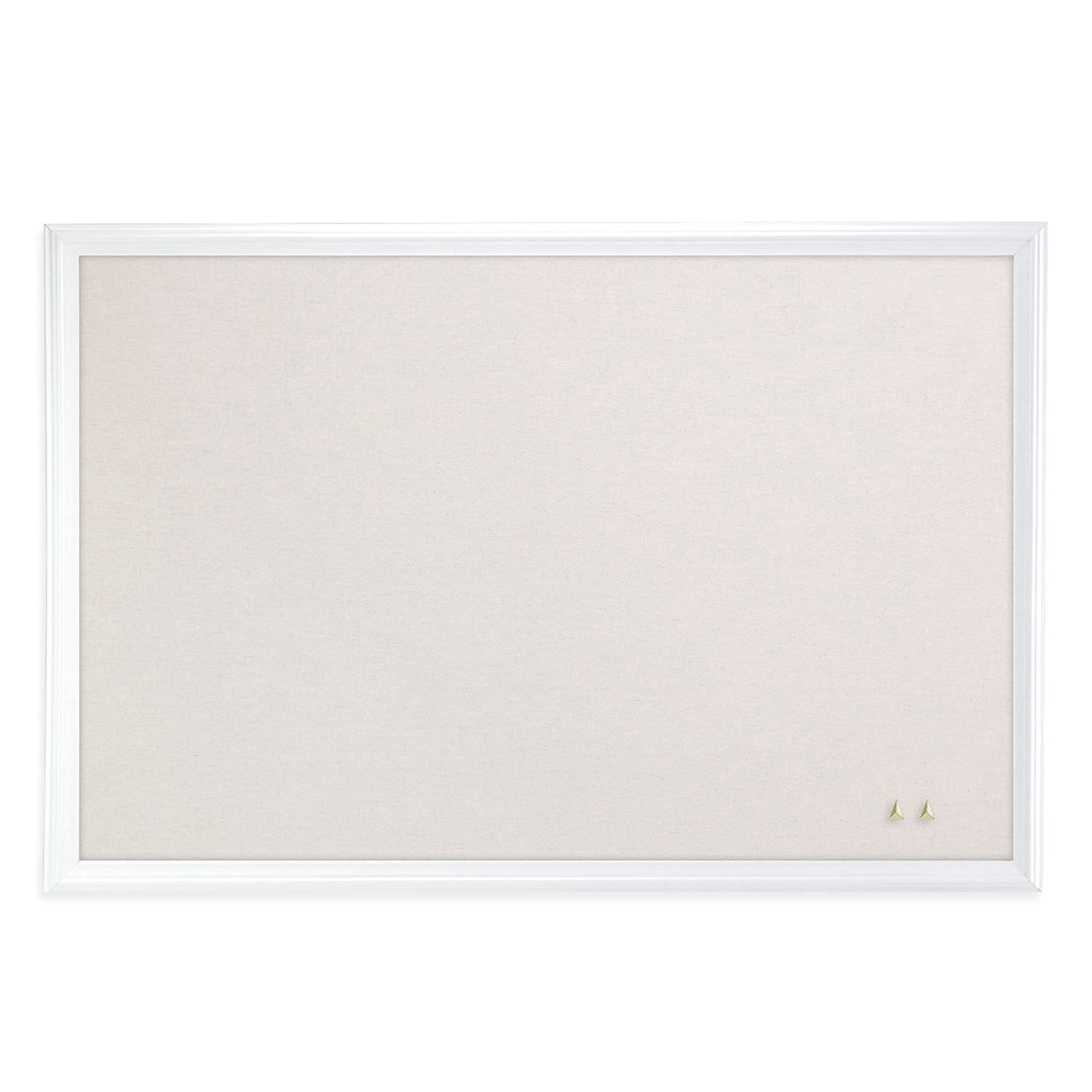 U Brands 30 x 20 in. Linen Bulletin Board with Decor Frame, Natural & White