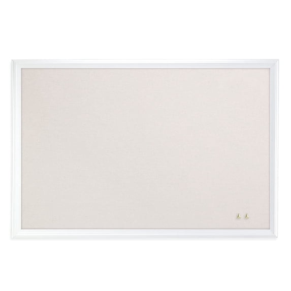 U Brands 30 x 20 in. Linen Bulletin Board with Decor Frame, Natural & White