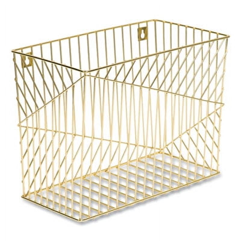 Gold Metal Wire Hanging File Basket Organizer