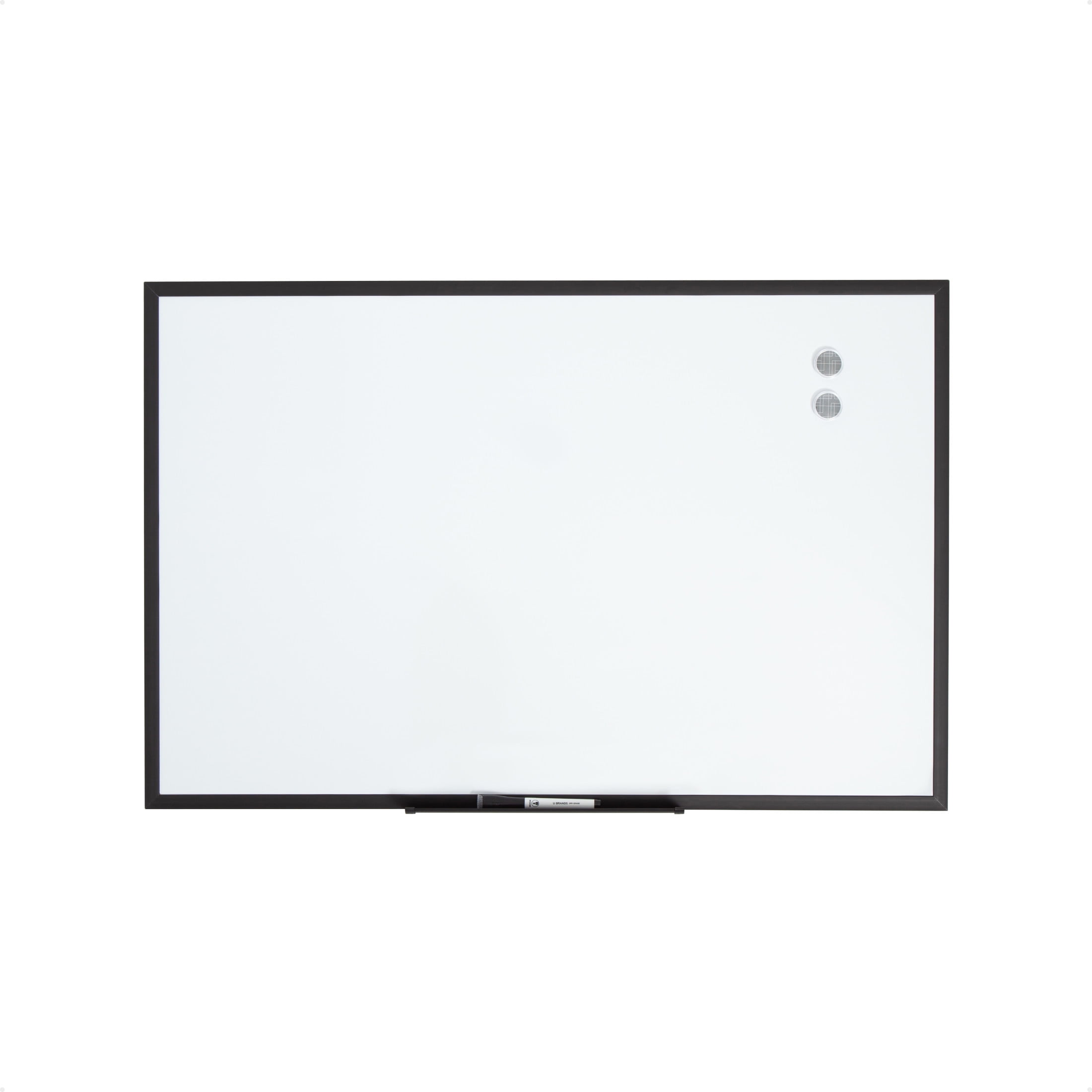 U Brands 35 x 23 in. Magnetic Dry Erase Board, Black Metal Frame, Includes 2 Magnets, Marker, Tray