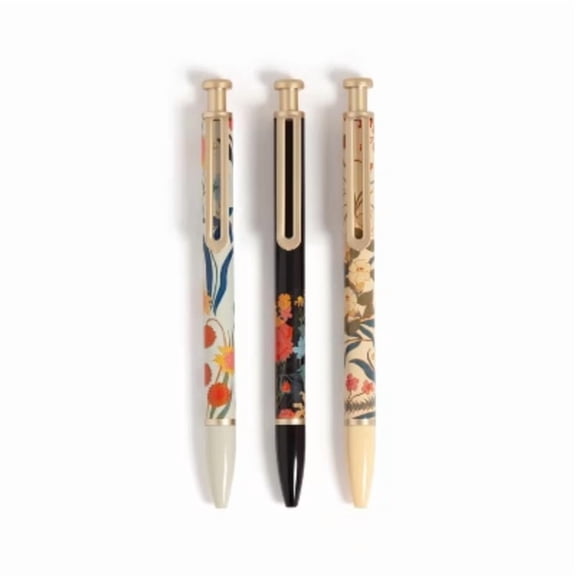 U Brands 3pk Ballpoint Pens Black Ink Monterey Botanical Studies