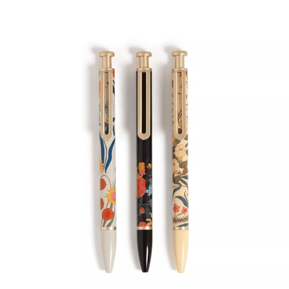 U Brands 3pk Ballpoint Pens Black Ink Monterey Botanical Studies