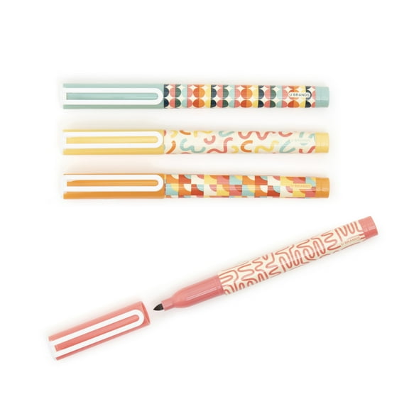 U Brands Dry Erase Markers, Fine Tip 1mm, Black Ink, 4 Count