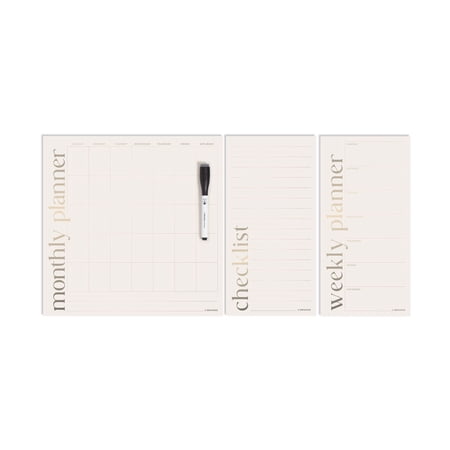 U Brands 3-Piece Vinyl Magnetic Dry Erase Calendar Planner Set with Marker