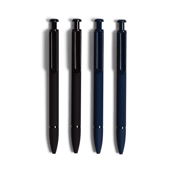 U Brands 4pk Ballpoint Pens Monterey Soft Touch 2 Black 2 Blue: 1.0mm Retractable, Non-Toxic, Fade-Resistant, Journal Pens