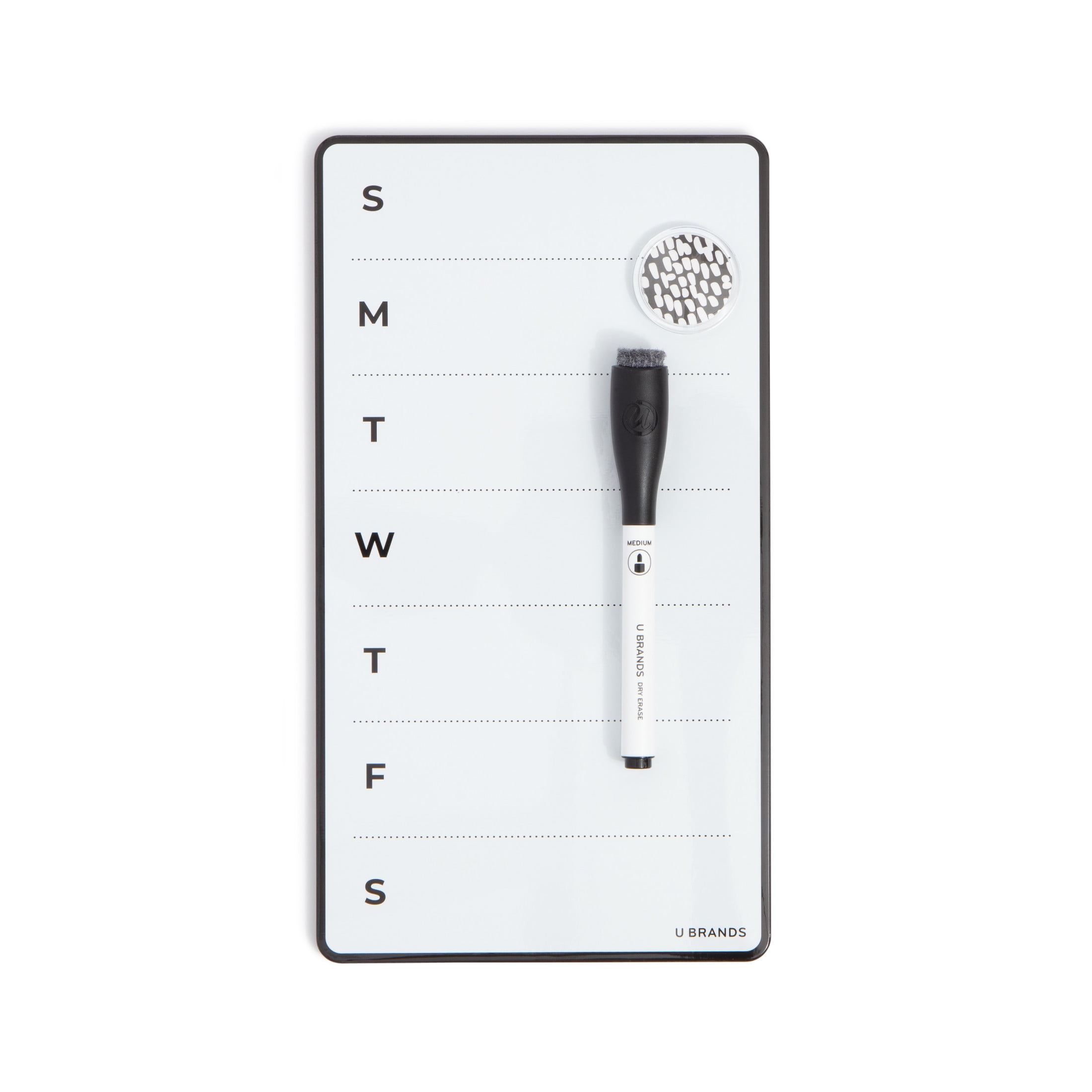 U Brands 5.5 x 10 in. Rolled Edge Weekly Dry Erase Whiteboard, Frameless