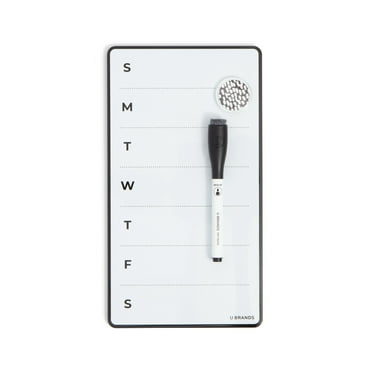 U Brands 5.5 x 10 in. Rolled Edge Weekly Dry Erase Whiteboard, Frameless