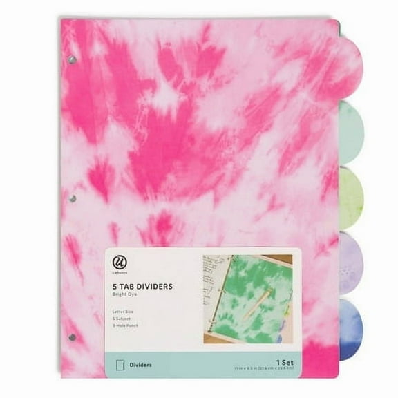 U Brands 5ct Tab Dividers - Bright Dye Ombre