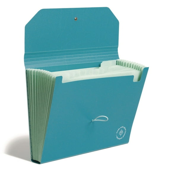 U Brands 6594U01-12 U-Eco 9.75 in. Expansion 13-Pocket Expandable File - Ocean/Letter Size