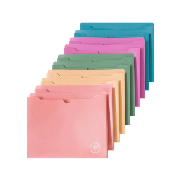 U Brands 6595U01-12 U-Eco Straight Tab Poly File Jackets - Assorted/Letter Size (10/Pack)