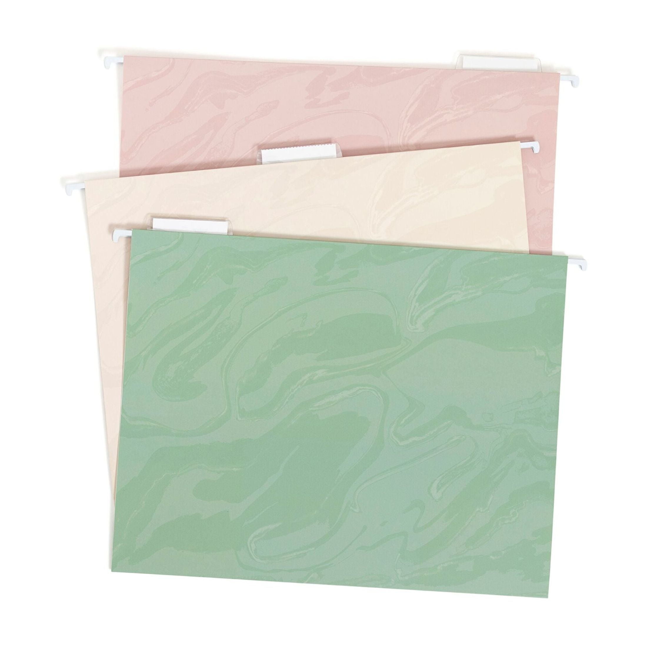 U Brands Fashion Hanging File Folders, Set of 6, Soft Marble, Letter Size