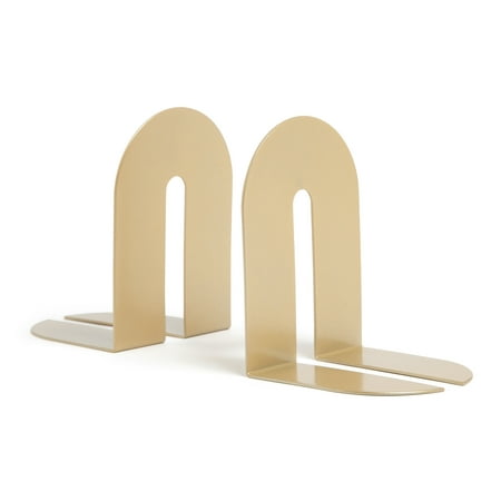U Brands Bent Metal Arch Bookends, Industrial, Set of 2, 6.7 x 5 x 4.7 in., Gold